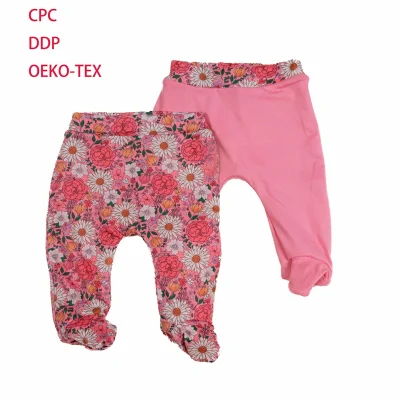 Top Grade Quality Customized Newborn Baby Bamboo Footed Pants Reversible Different Prints for Each Side CPC OEKO-TEX Certificate
