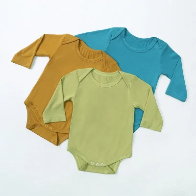 Newborn Baby Long Sleeve Soft Bamboo Romper Infant Solid Color Casual Sleeper Baby Bamboo Clothes for 0-2 Years Baby