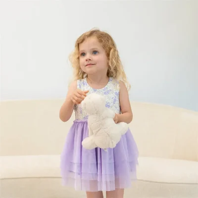 Custom Print 2024 New Style Baby Girls Bamboo Dress Toddler Girls 95% Bamboo 5% Spandex Princess Tutu Dress Private Logo Clothes