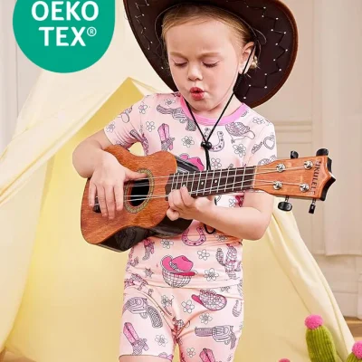 Factory OEM/ODM Custom Pattern Bamboo Girl Sleepwear Bamboo Pajamas Set Kids Night Clothes for Sleep for Girls Two Pieces Set
