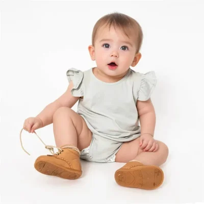 Cute Baby Girls Buttery Soft Bamboo Ruffle Bubble Romper Infant Soft Summer Short Sleeve Onesies OEKO-TEX Custom Print Jumpsuit