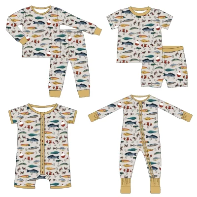 Custom Pajamas for Kid Bamboo Spandex Ribbed and Jersey Baby Romper Clothes Onesie Long Sleeve Thicker Fabric Sleeper