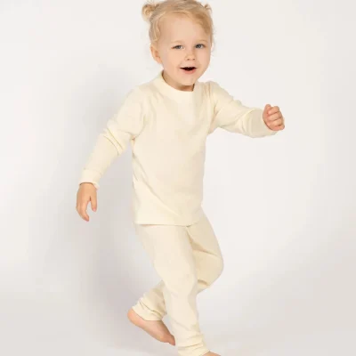Customize Superfine Merino Wool Baby Two Pieces Set Top and Pants Set 18.5 Micron Oeko Tex Certificated Merino Baby Sleepwear