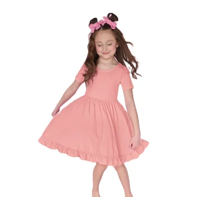Custom Summer Casual Bamboo Satin Twirl Dress Mom Baby Girls Family Matching Animal Print Anti-Wrinkle OEKO-TEX Certified
