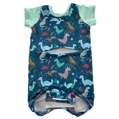 Custom Bamboo Romper With G-Tube Access for Kids High Quality Baby  Romper OEM Clothes Reactive Digital Printing OEKO-TEX Fabric