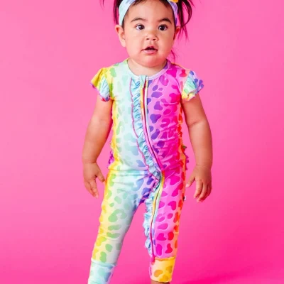 Custom Baby Bamboo Personalized Printed Onesie Romper Bamboo Footie Pajamas Bows Set for Toddler 210 GSM Oeko-Tex Certificate