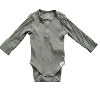 OEM Customizable Baby Romper Onesie 95% Bamboo & 5% Spandex Long Sleeve Ribbed Knitted Fabric Zipper Closure for Spring