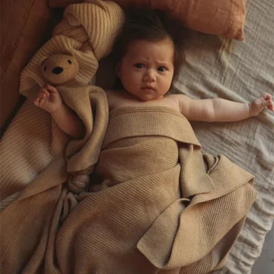 Pure 100% Merino Wool Baby Blanket Ultra Soft Warm & Breathable Knit for Newborns OEKO-TEX RWS Superfine Merino Wool