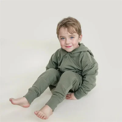 Custom Kids Merino Wool Hoodie Set Boys Merino Sweatshirt With Joggers Solid Machine Wshable Merino Clothes Set Superfine Merino