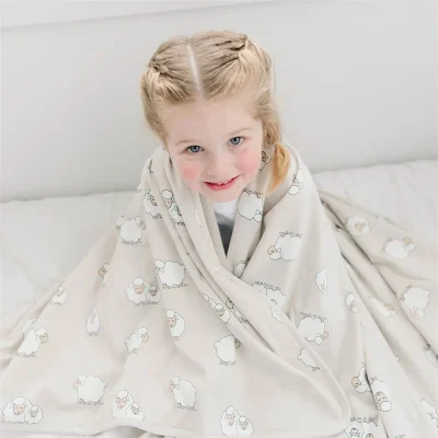 Natural Kids Merino Wool&Organic Cotton Blankets Custom Baby Warm Printed Blanket GOTS OEKO-TEX Certificated Top Grade Quality