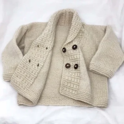 Custom 100% Merino Crochet Baby Kids Oversized Cardigan for Girl and Boys Winter Thick  Jacket