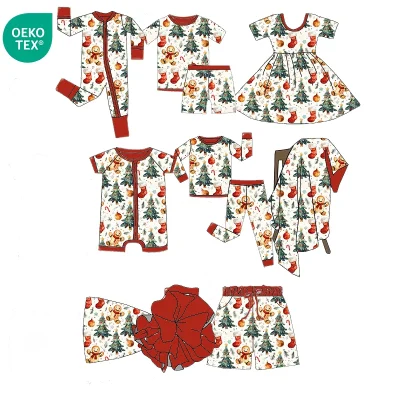 Custom Oeko-tex Organic Kids Bamboo Clothes Children Kids Bamboo Pajamas Sets Reactive Digital Print Newborn Toddler Girl Boy