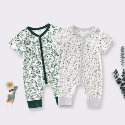 Custom Summer Short Sleeve Baby Clothes Bamboo Collection  Snap Button for Boys Girls Aged 12-18 Months OEKO-TEX Fabric