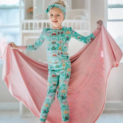Customize Factory Two-Piece Bamboo Pajamas Girls Pajamas Set Toddler Girl CPSC Certificate Girl Sleepwear Sets