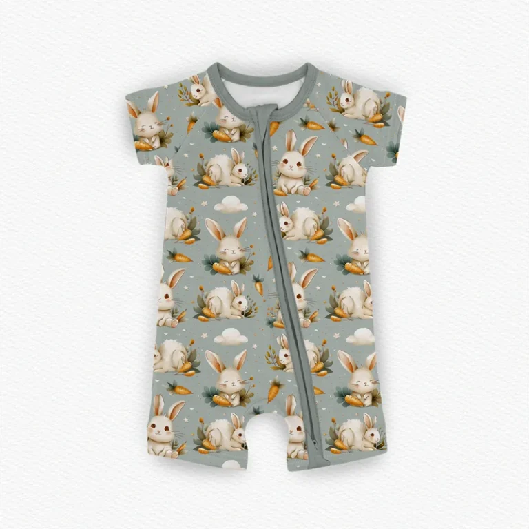 Seamless Customized New Product Summer Newborn Baby Bamboo Romper Wholesale Printed Long S