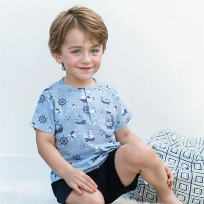 Custom Bamboo Toddler Tee Shirts Kids Boy Short-Sleeved Breathable T Shirt With Buttons  Casual Kids Tops for Summer Clothing