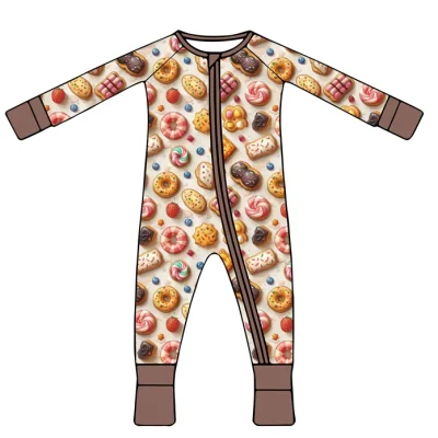 Top Quality Cartoon Print Baby Bamboo Romper OEKO-TEX Kids Bamboo Sleeper Infant Onesie Custom Family Match Pajamas Clothes
