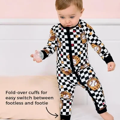 Low MOQ Custom Wholesale Bamboo Fiber Baby Rompers Cloths  Footie  Pajamas  Newborn Clothes  Onesie  for 0-12 Months Girls Boys