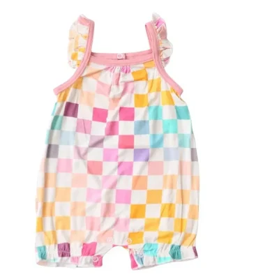 New Style Baby Girls Bamboo Bubble Romper Cool Feeling Soft Infant Customized Sleeveless Onesies Summer Bamboo Clothes OEKO-TEX