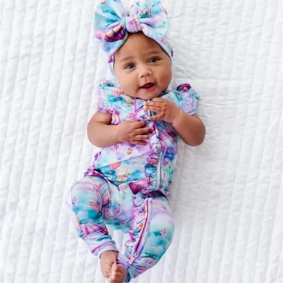 Custom Bamboo Baby Cap Sleeve Romper Infant Ruffle Pajamas Newborn Ribbed Bamboo Onesie Private Logo OEKO-TEX Casual Clothes