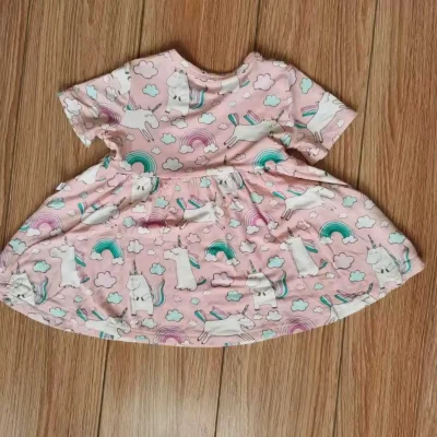 CPC Certificate OEM ODM Custom Summer Girls Bamboo Spandex Infant Toddler Dress Baby Summer Short Sleeve Romper
