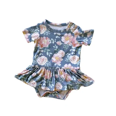 Wholesale 100% Organic Bamboo Jumpsuit Summer Infant Rompers with Button Closure Baby Clothes