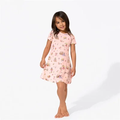 Custom Print Kids Girl Bamboo Dress Active Digital Print Infant Girl Ruffle Casual Dress Flower Bamboo Clothes for 1 Year
