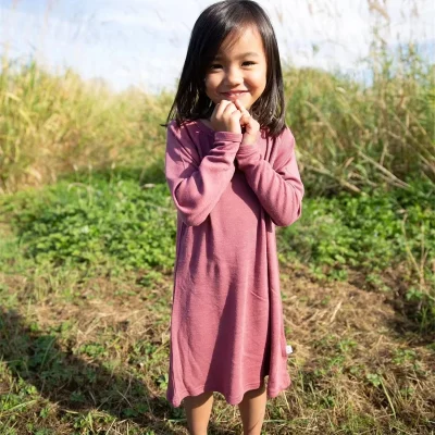 Soft Merino Wool Dress for Girls  Long Sleeve Autumn Kids Dress Natural 100% Merino Wool Outdoor Wear for Beach Field Adventures