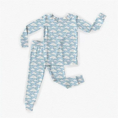 CPC Certificated Kids Bamboo Pajamas Set Soft Stretchy Baby Sleepwear Custom Print OEKO-TEX Bamboo Jersey Ribbed French Terry